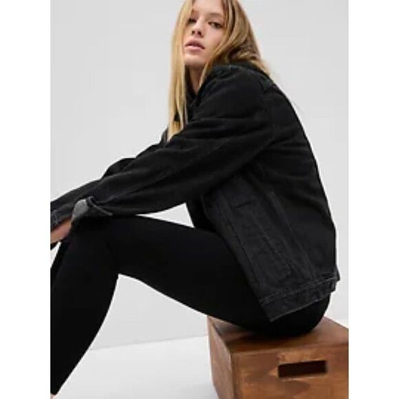 GAP Black Coated High Rise True Skinny Jeans with Washwell - Size 24-00R - Picture 6 of 16